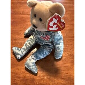 SALUTE Beanie Babies TY Marine Camouflage Army Teddy Bear Stuffed Animal Toy